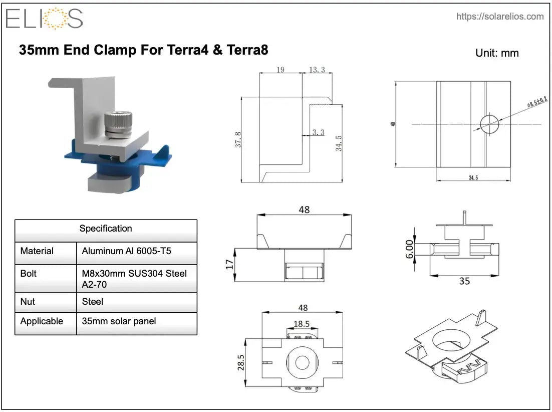 Elios Terra G8 – Système de montage au sol pour 8 panneaux 60/72 cellules (acier galvanisé, rails aluminium, garantie 5 ans) Boutique Solaire Québec