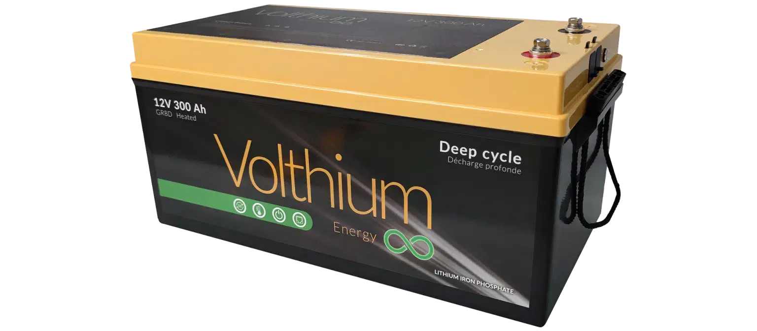 Batterie Volthium 12 V 300 Ah – Auto-chauffante LiFePO₄ 8D (Double chauffage, BMS accessible, IP55, 10 ans) Boutique Solaire Québec