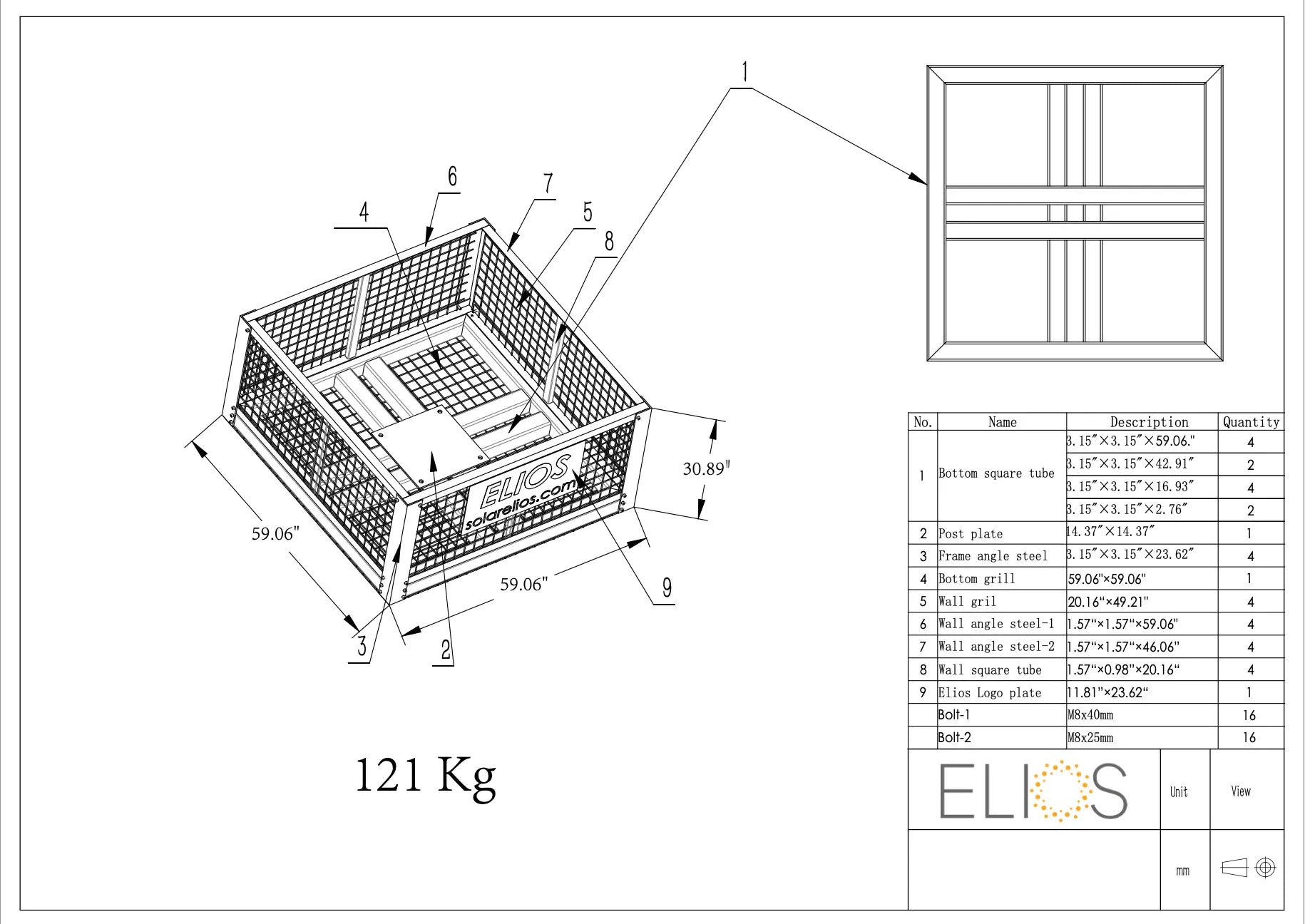 Elios Basket 4 Panel Post – Base en acier remplissable pour poteau Arbora P4 (1,5 m, 121 kg) Boutique Solaire Québec