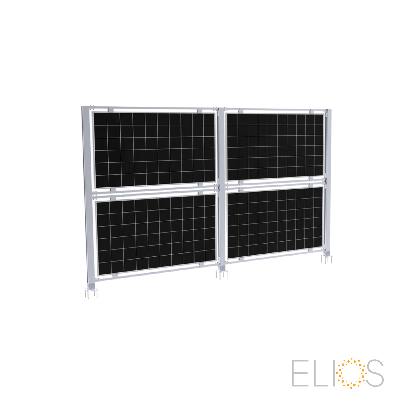 Elios AgriVoltaic Solar Fence – Support vertical durable en aluminium pour 4 panneaux (modèle TP-VAS-4, 5 ans de garantie)