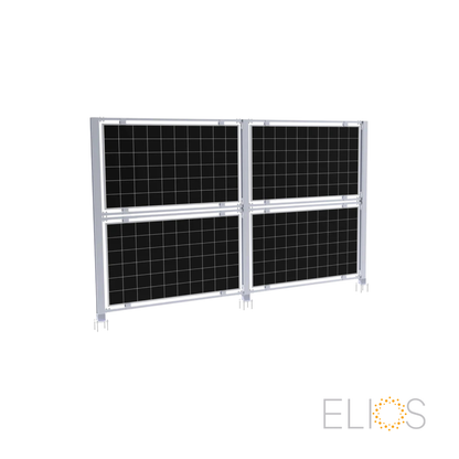 Elios AgriVoltaic Solar Fence – Support vertical durable en aluminium pour 4 panneaux (modèle TP-VAS-4, 5 ans de garantie)