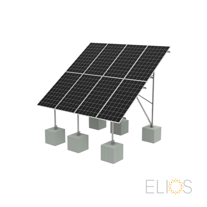Elios Terra G8 – Système de montage au sol pour 8 panneaux 60/72 cellules (acier galvanisé, rails aluminium, garantie 5 ans)
