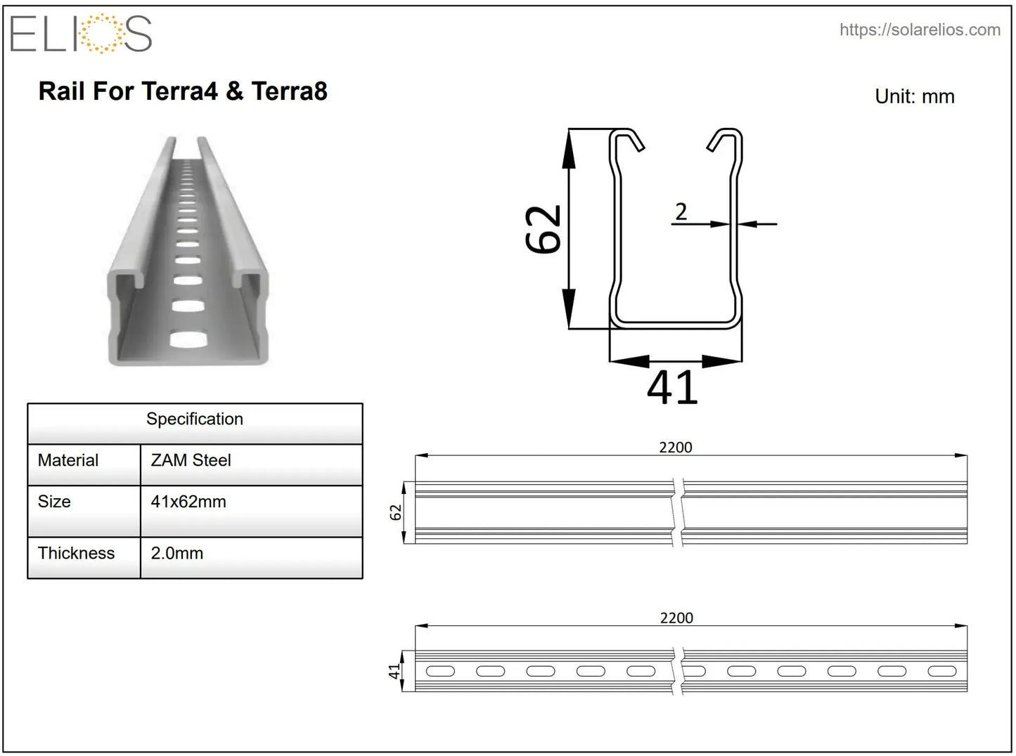 Elios Terra G8 – Système de montage au sol pour 8 panneaux 60/72 cellules (acier galvanisé, rails aluminium, garantie 5 ans) Boutique Solaire Québec